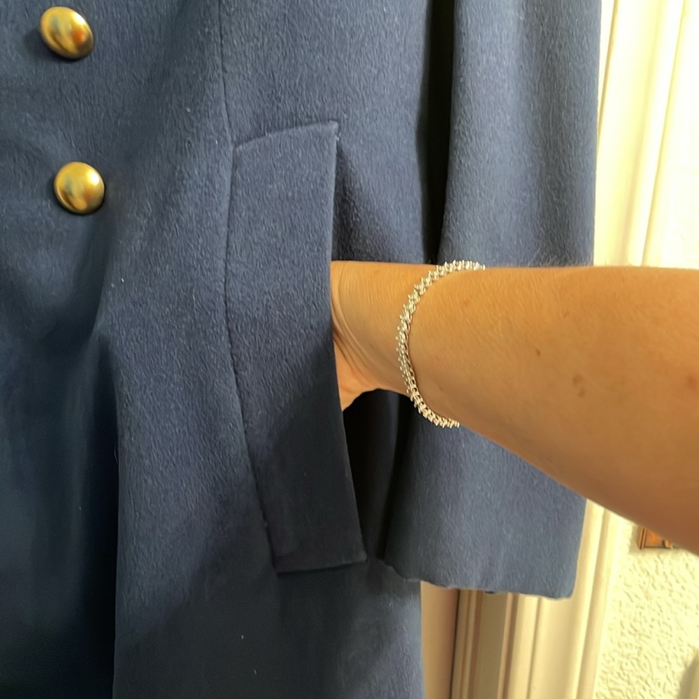 Ladies  vintage Navy Double-Breasted wool Coat - Picture 3 of 6